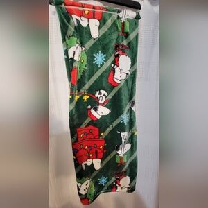 Snoopy Peanuts Green Christmas Throw Blanket 50x70